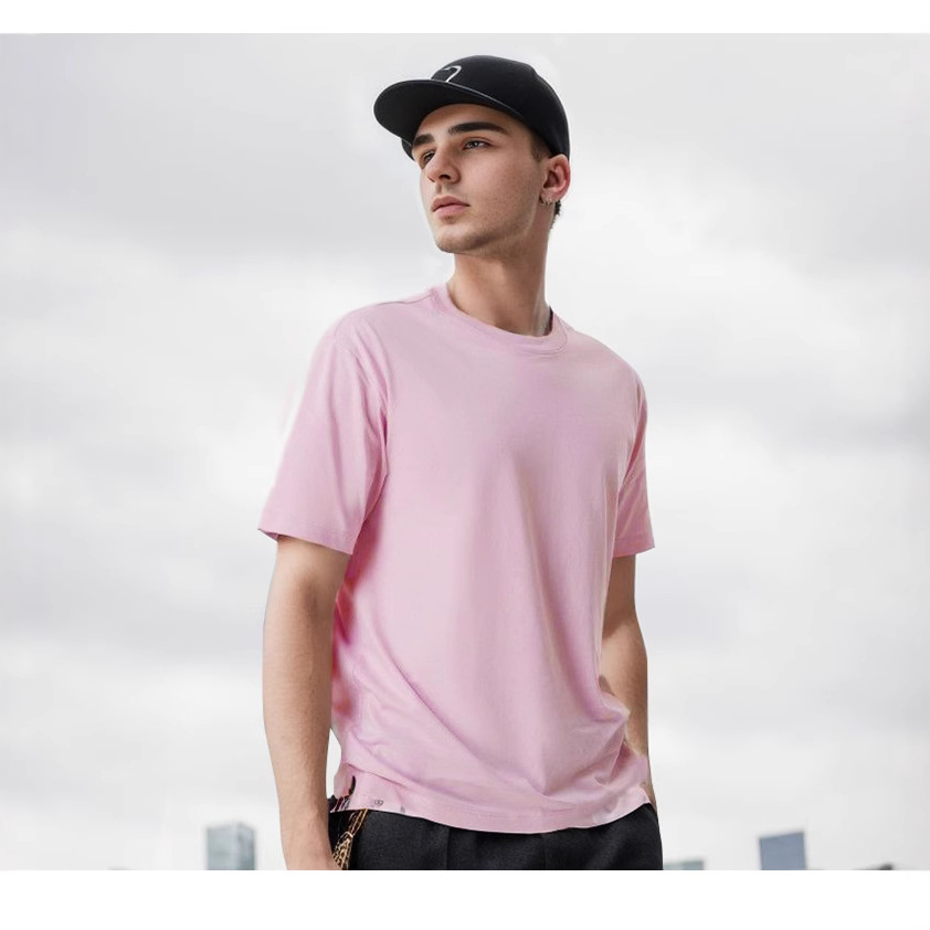 Pure Cotton Men's T-Shirt – Side Seam, Round Neck, Short Sleeve, Custom Printed for Fashion, Branding