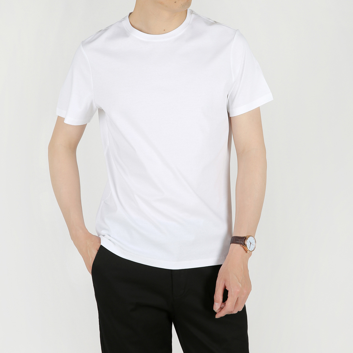 Heavyweight Cotton Men's T-Shirt – Non-Iron, Summer Business Casual, Round Neck, Short Sleeve