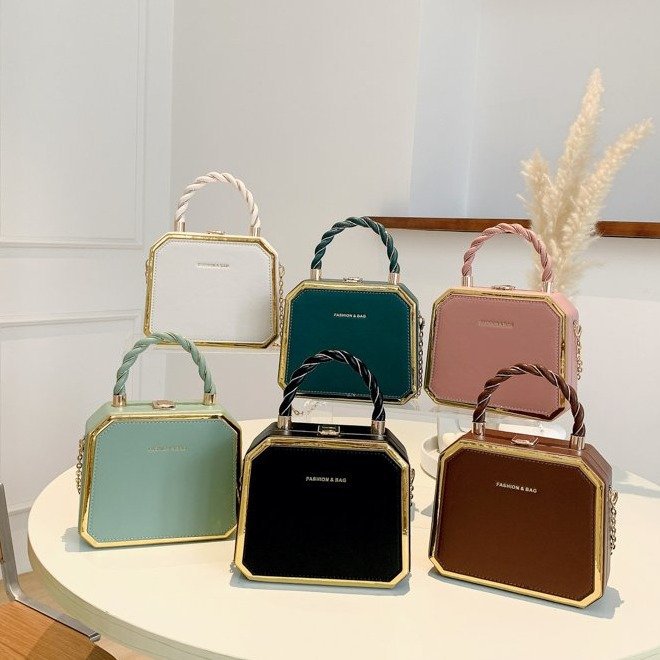 Women's Candy Color Box Bag – Mini Handbag for Mobile Phone, Chain Shoulder & Messenger Style