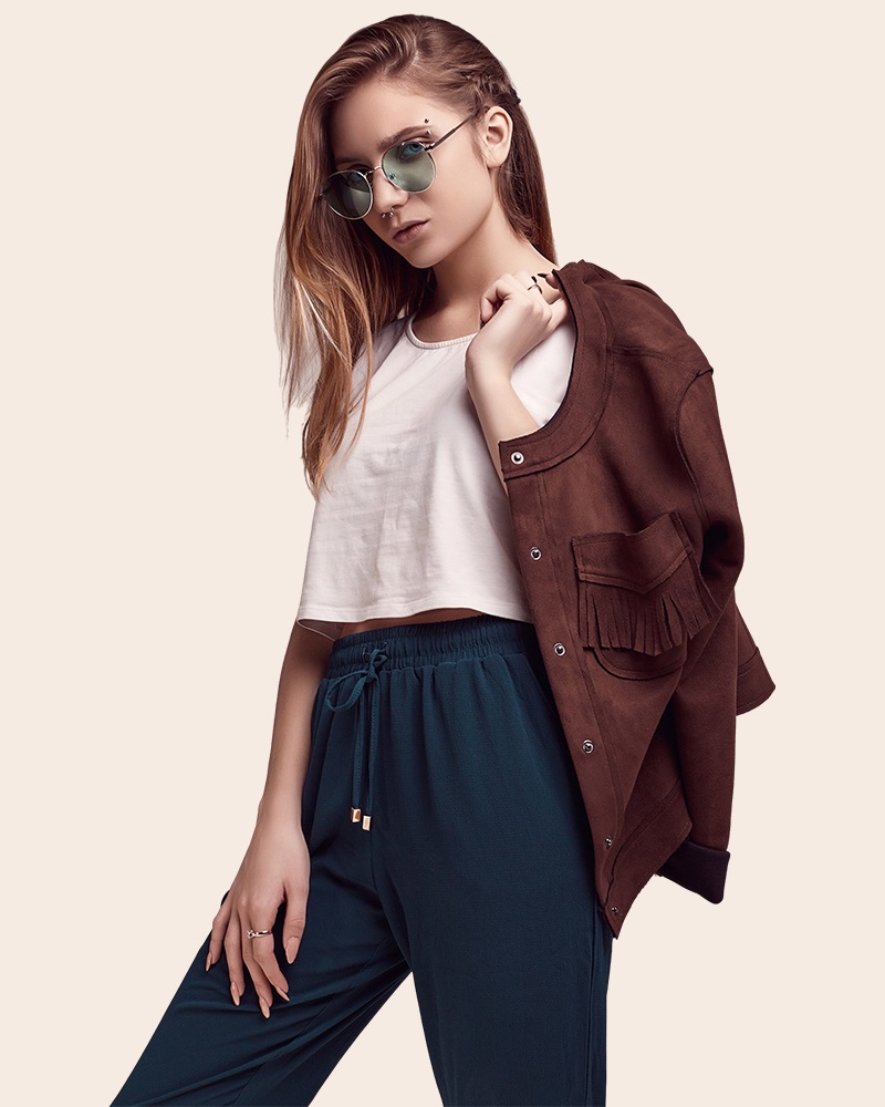 Denim Full Sleeve Cropped Jacket – Women's Stylish Casual Short Length Jean Jacket