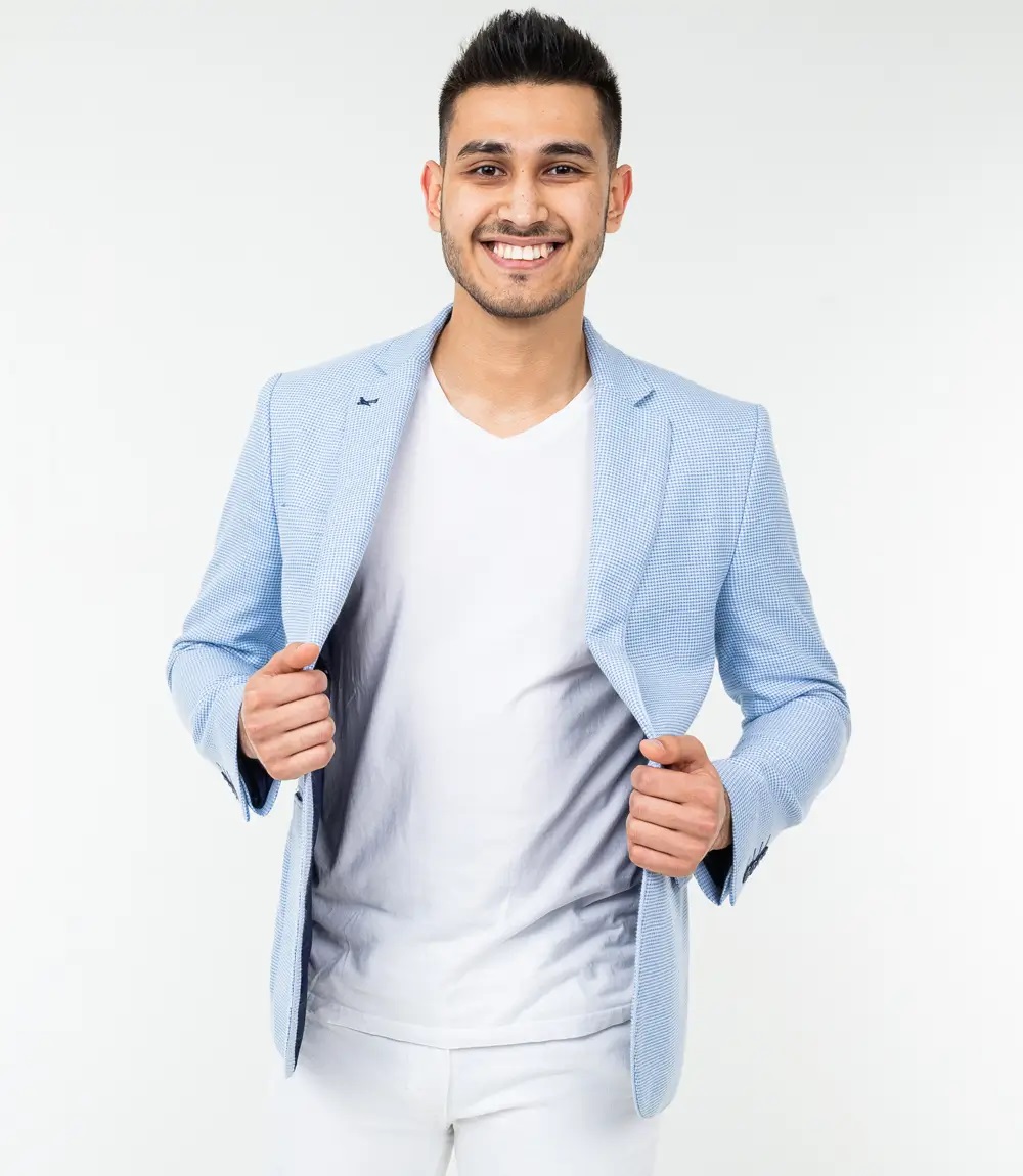 Men’s Checked Slim-Fit Single-Breasted Blazer – Stylish Formal & Smart Casual Suit Jacket